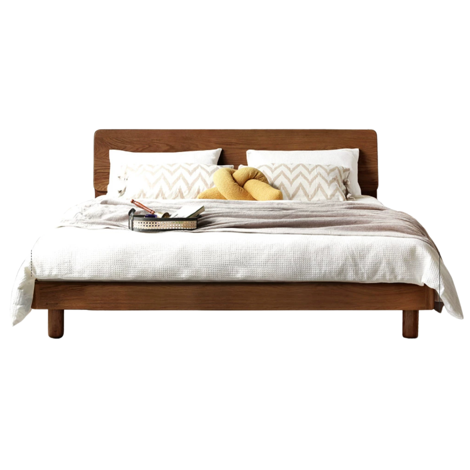 Oak Solid Wood Soft Light With Bookshelf Bed