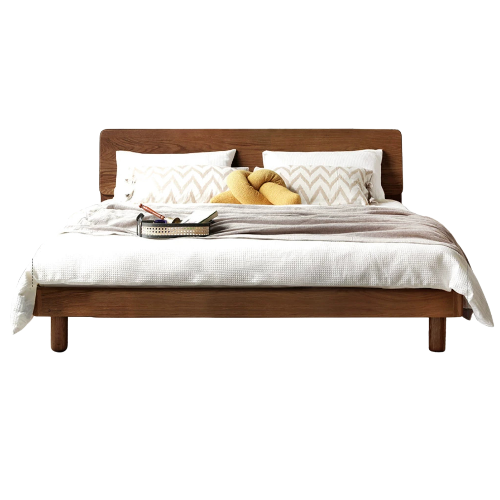 Oak Solid Wood Soft Light With Bookshelf Bed