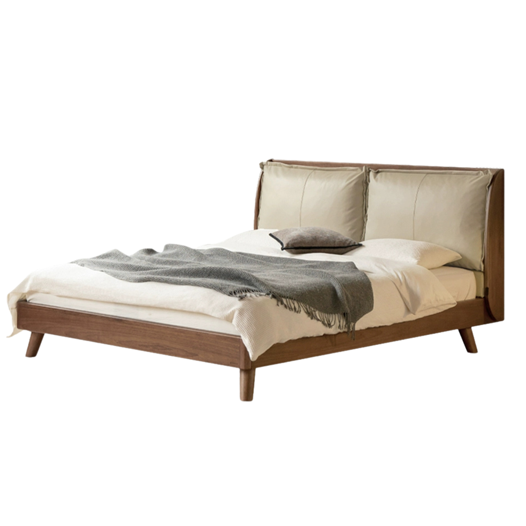Black Walnut, Sandalwood Solid Wood Leather,Technology Cloth Bed