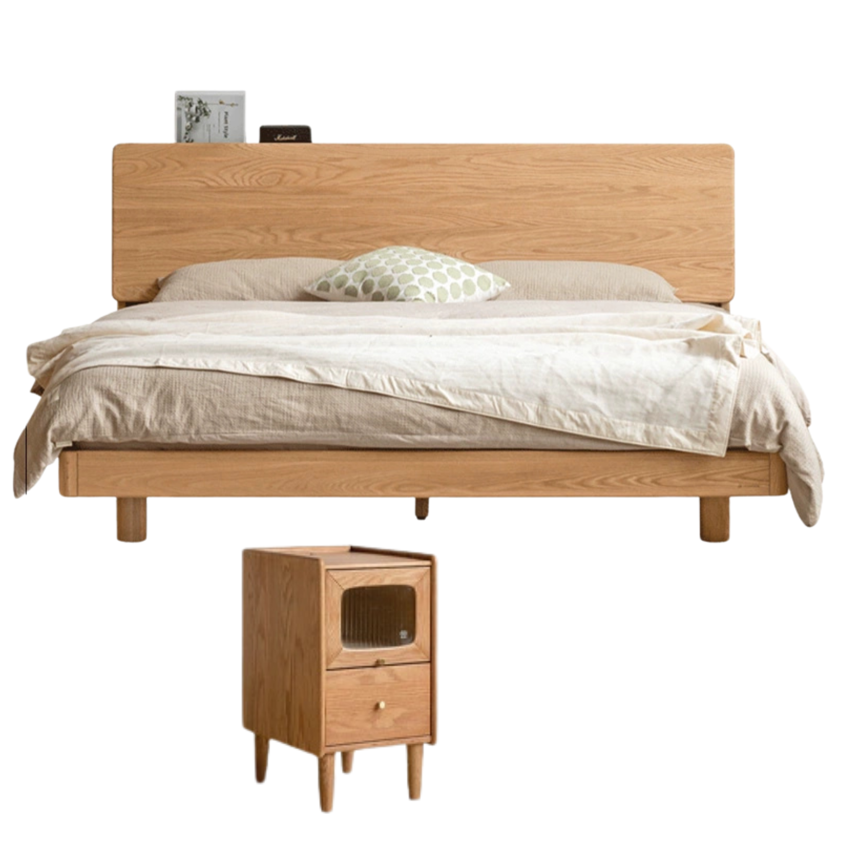 Oak Solid Wood Modern Suspension Bed