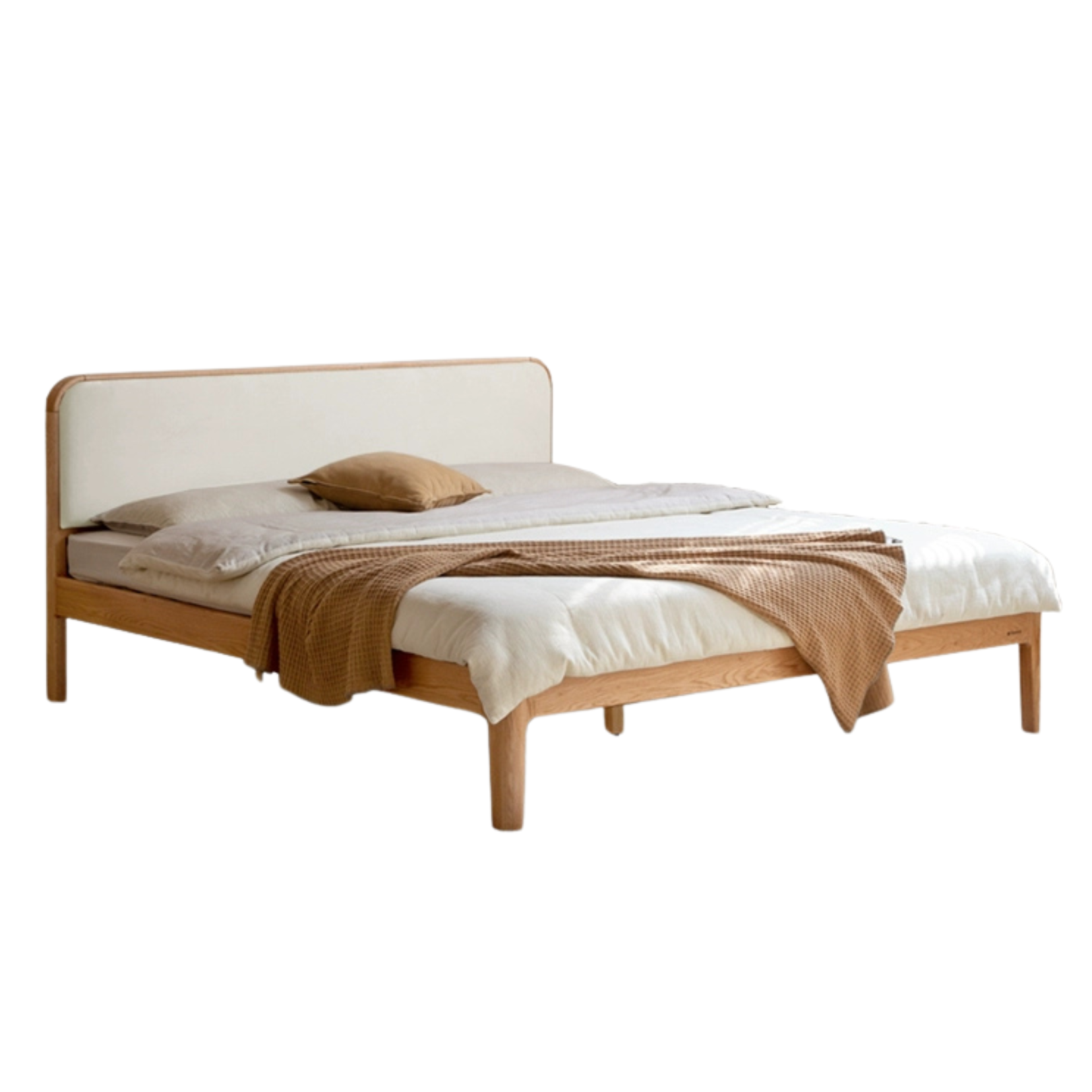 Cherry Solid Wood Technology Fabric Soft modern Bed