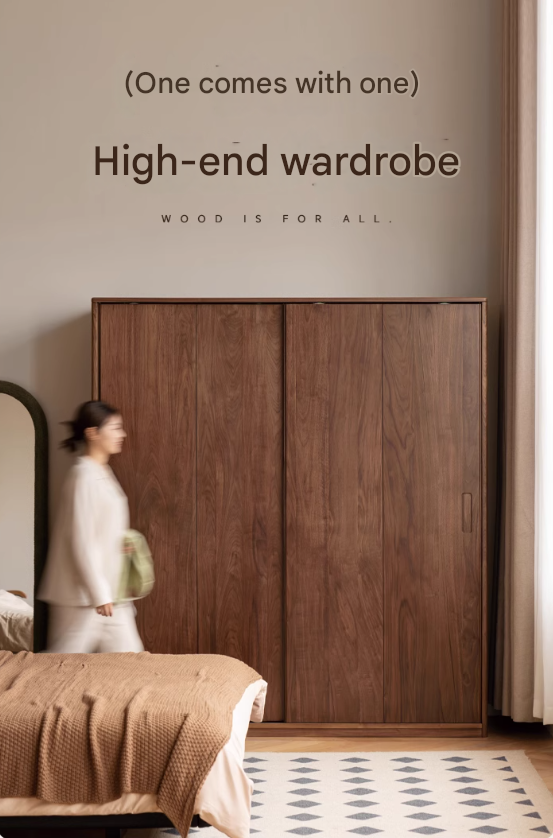 Black Walnut Solid Wood Leather Bed Bedroom Black Walnut Furniture Combination set
