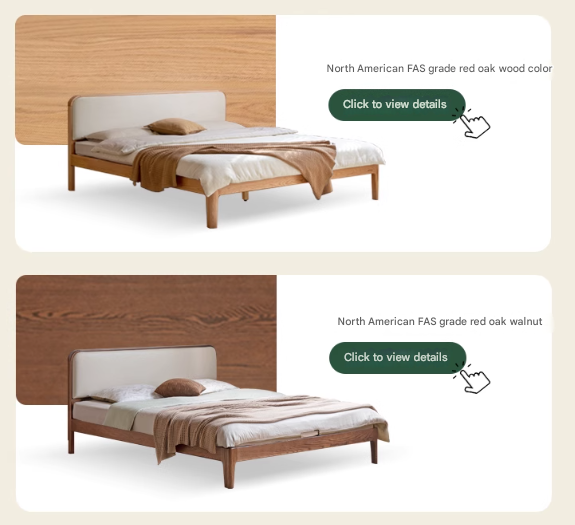 Cherry Solid Wood Technology Fabric Soft modern Bed