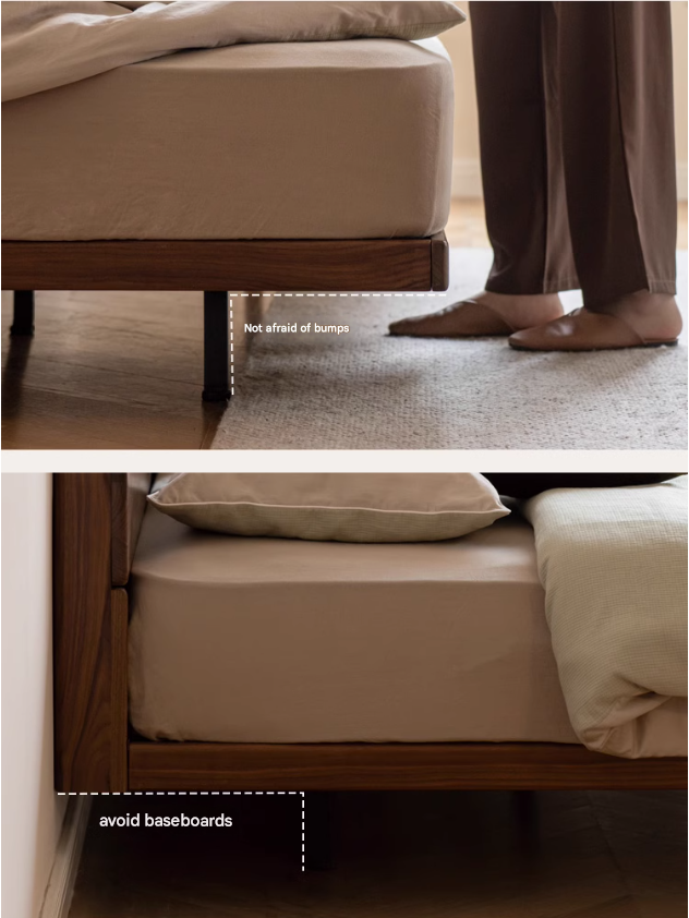 Black Walnut, Oak Solid Wood Suspended Bed