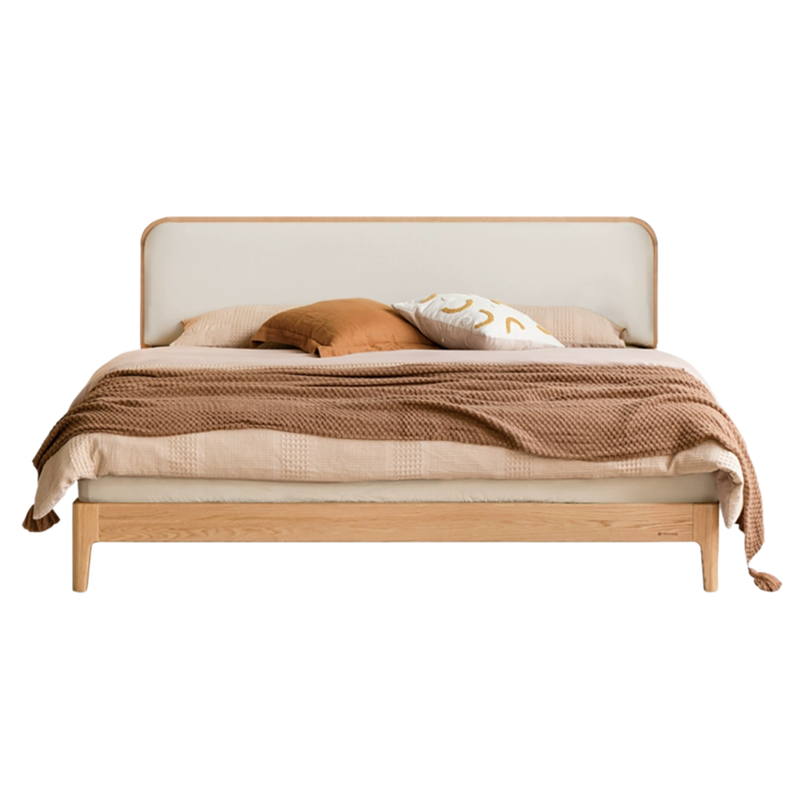 Oak Solid Wood Bed Technology Fabric,suede