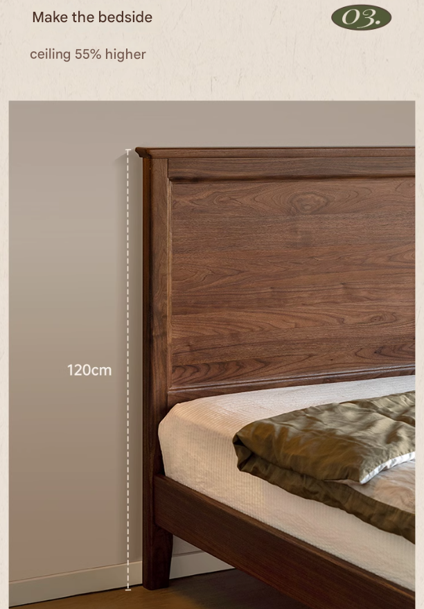 Black walnut solid wood American retro bed