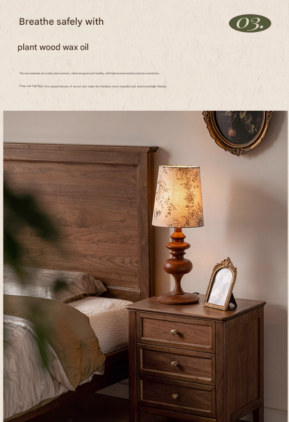 Black walnut solid wood American retro bed