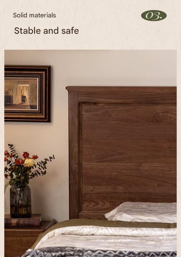 Black walnut solid wood American retro bed
