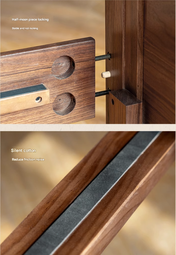 Black walnut solid wood American retro bed