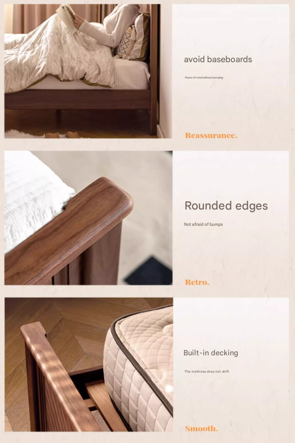 Black walnut solid wood American retro bed