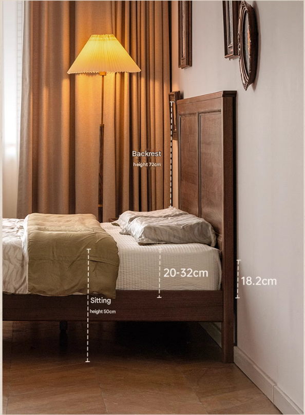 Black walnut solid wood American retro bed