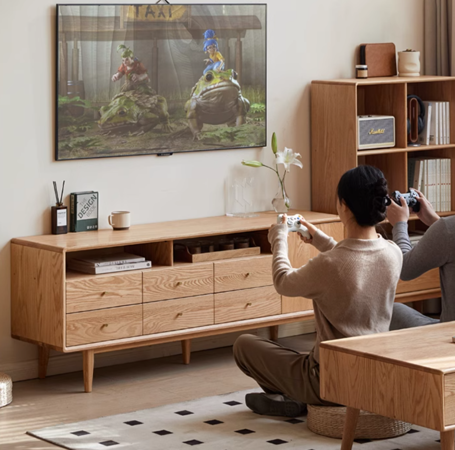 Oak Solid Wood Bedroom TV Cabinet