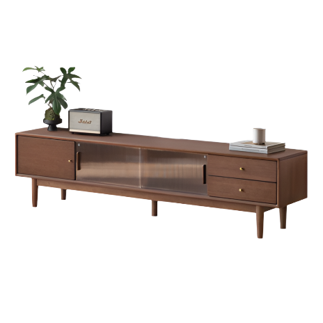 Black Walnut, Teak solid wood TV Cabinet.