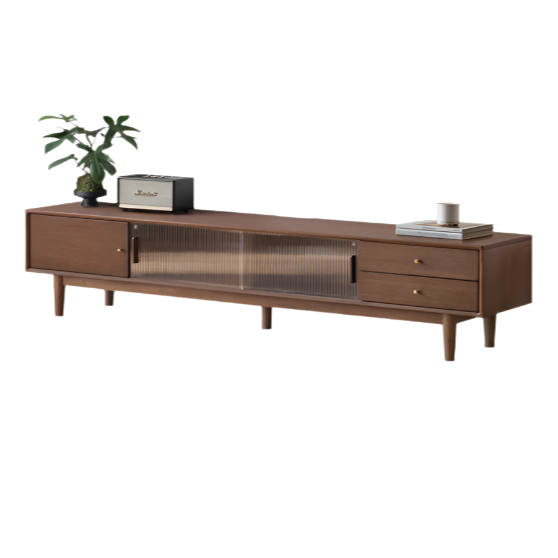 Black Walnut, Teak solid wood TV Cabinet.