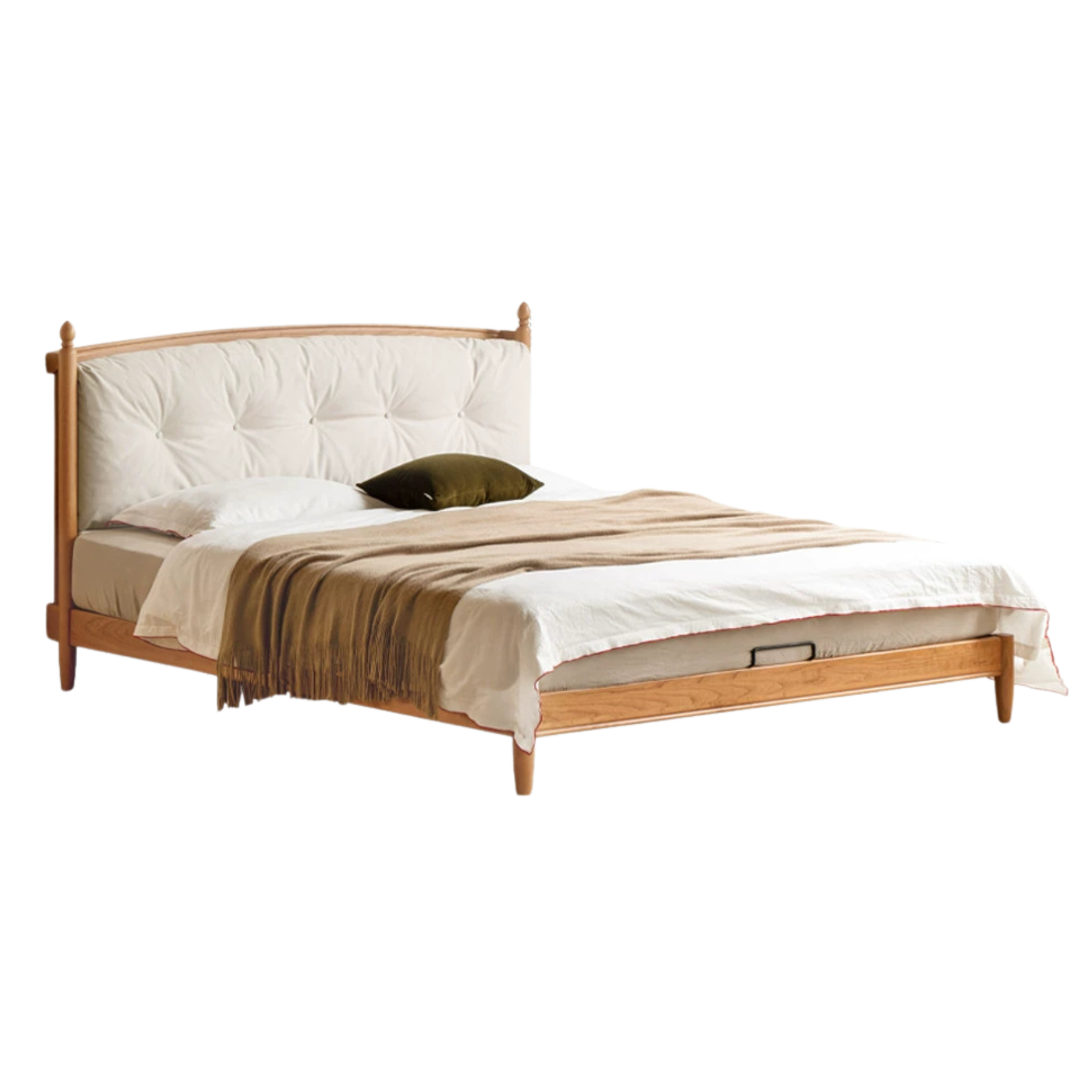 Cherry Solid Wood Soft Retro Bed