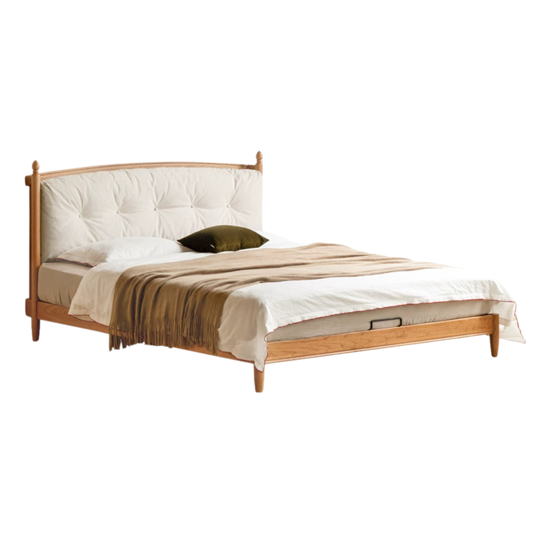 Cherry Solid Wood Soft Retro Bed