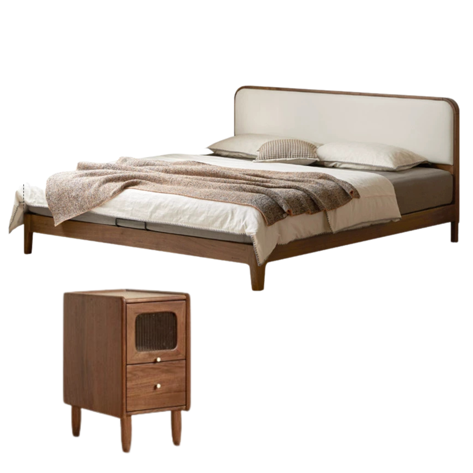 Black Walnut Solid Wood Simple Soft Bed