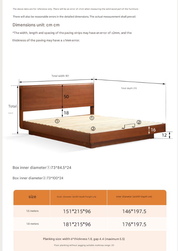 Poplar Solid Wood Box Storage Bed