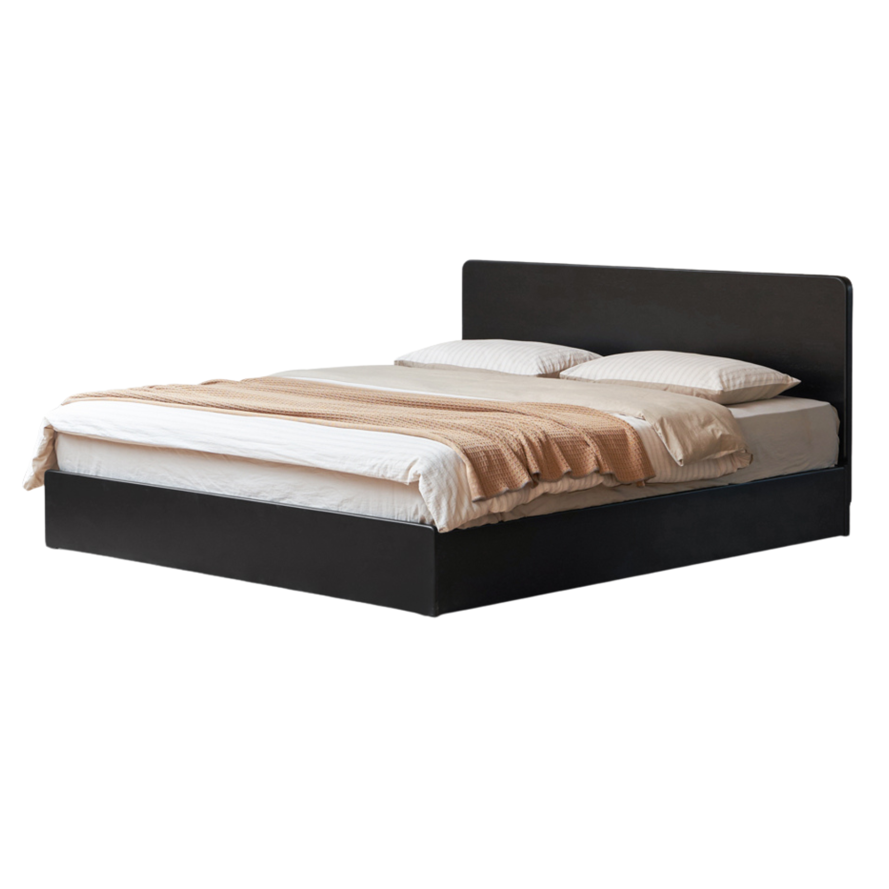 Poplar, Rubber Wood Solid Wood Fully Open High Box Bed Minimalist