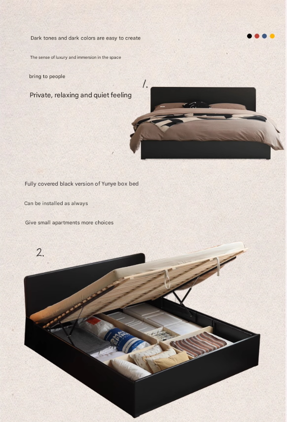 Poplar Solid Wood Fully Open High Box Bed Minimalist