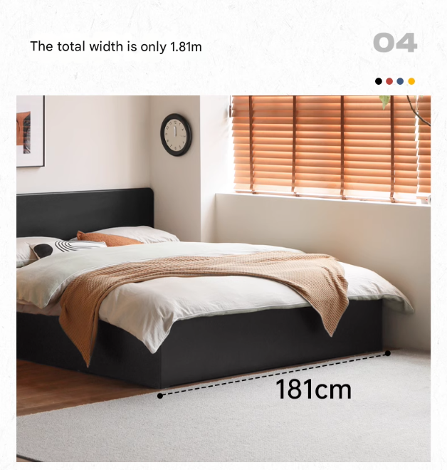Poplar, Rubber Wood Solid Wood Fully Open High Box Bed Minimalist