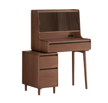 Black Walnut, Sandalwood Solid Wood Lighted Dressing Table.