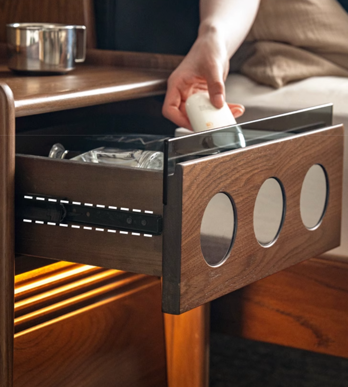 Black Walnut, Cherry, Ash, Sandalwood, Tulipwood Solid Wood Nightstand