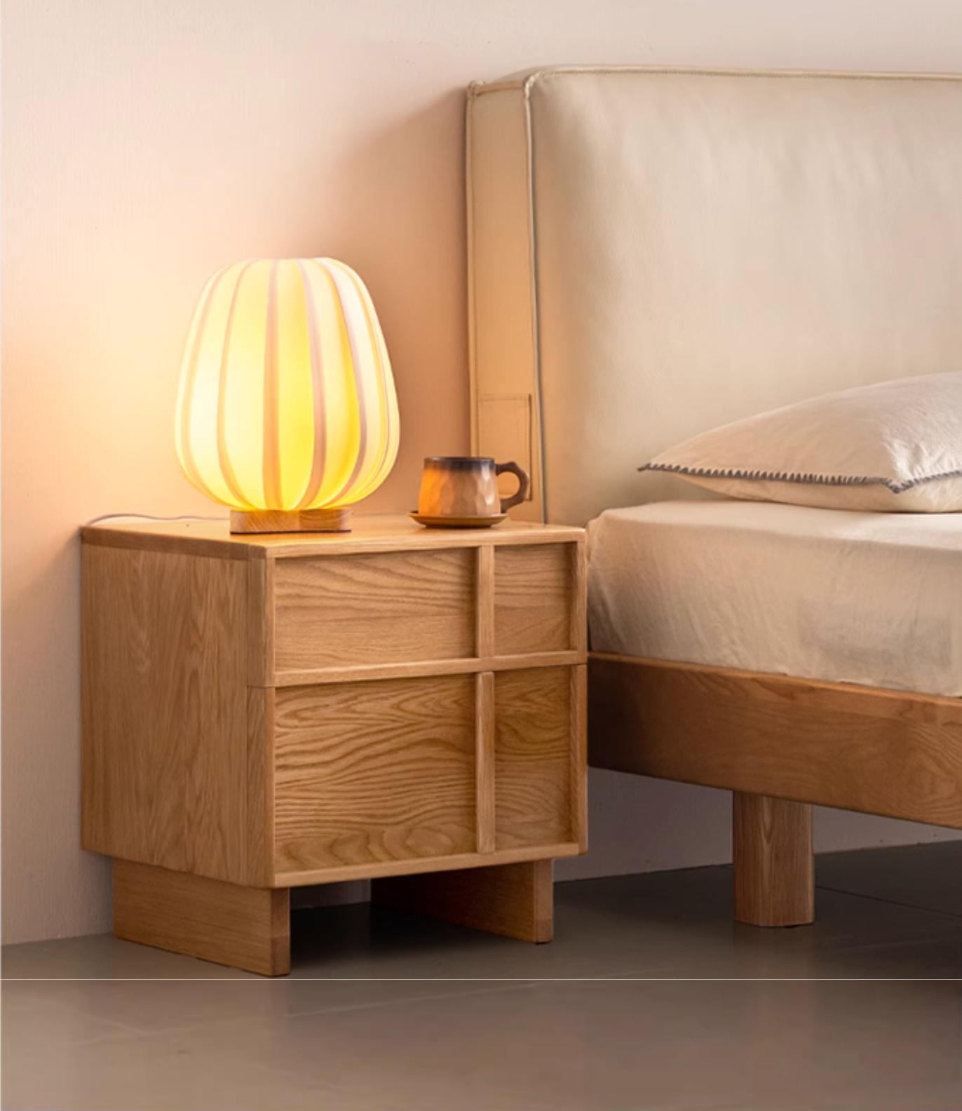 Red Oak, White Oak, White Ash Solid Wood Two-drawer Nightstand