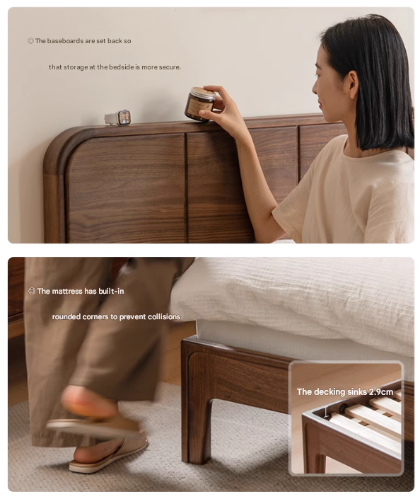 Black Walnut Solid Wood Bed New Chinese Retro