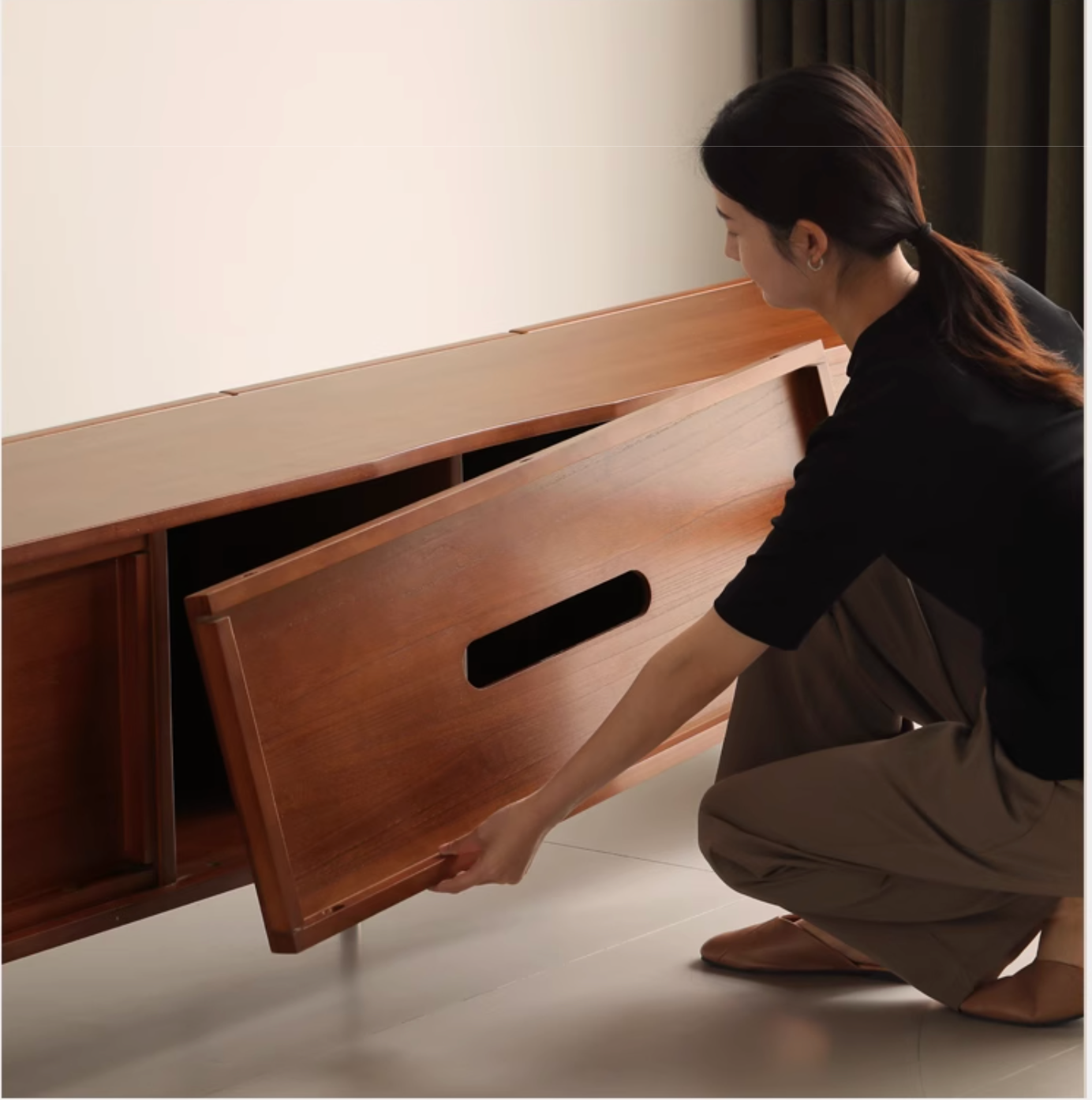 Poplar Solid Wood Bauhaus TV Stand.