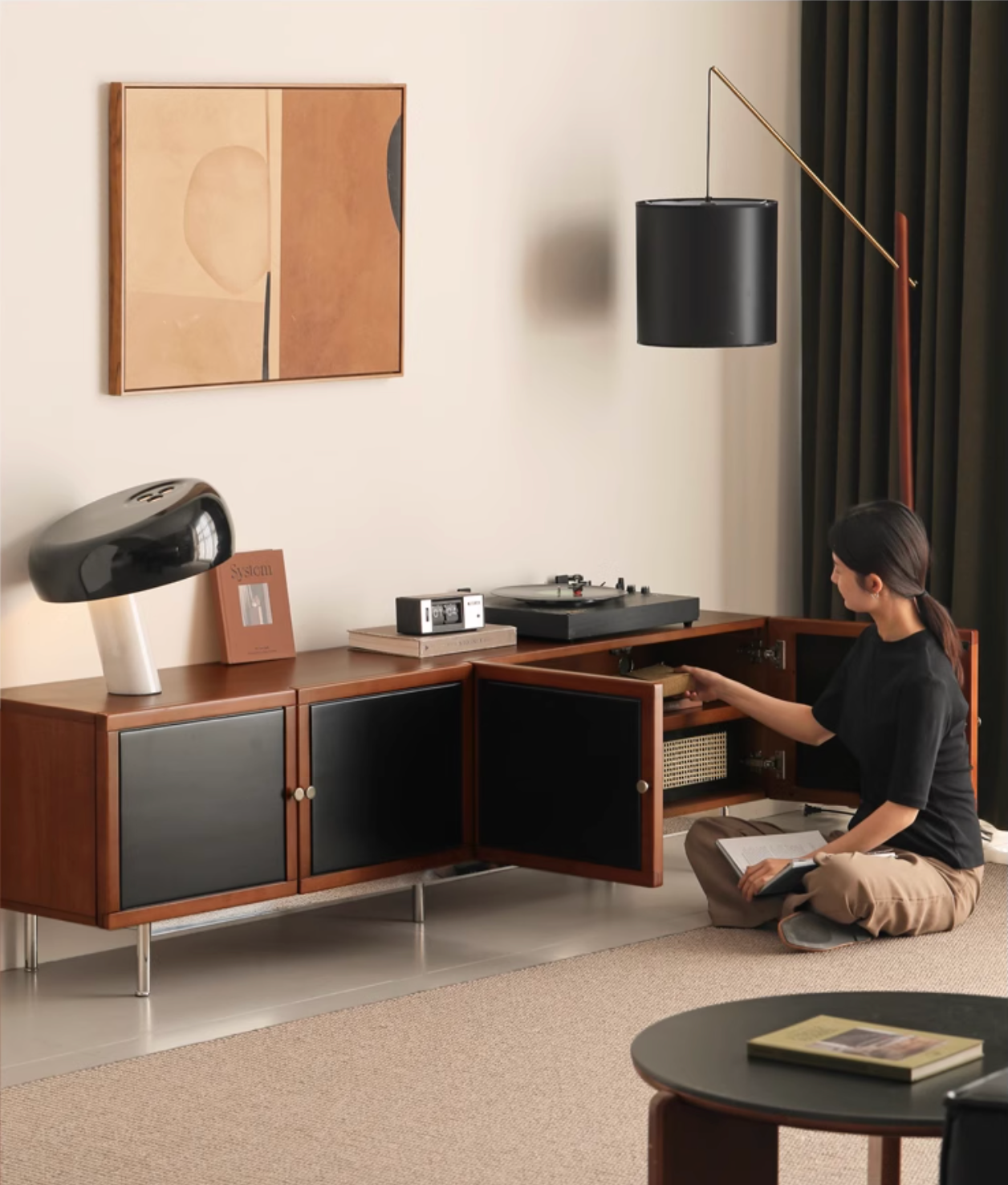 Poplar Solid Wood Bauhaus TV Stand.