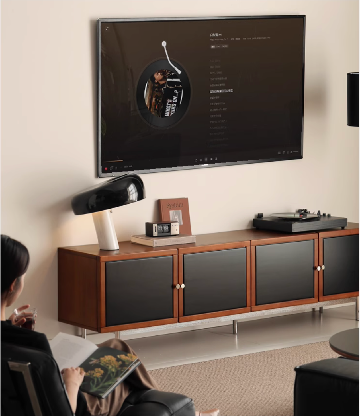 Poplar Solid Wood Bauhaus TV Stand.