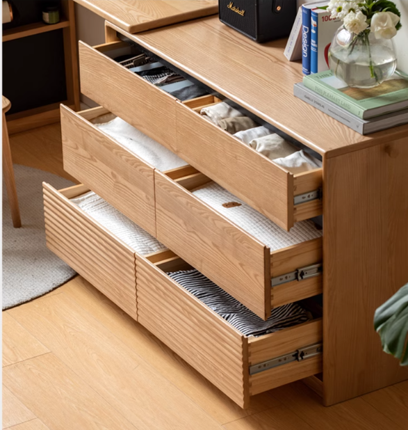 Ash Solid Wood Modern Multi-function Vanity Table.