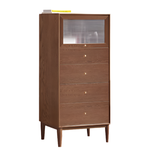 Oak Solid Wood Chest of Drawers Flip Glass Door