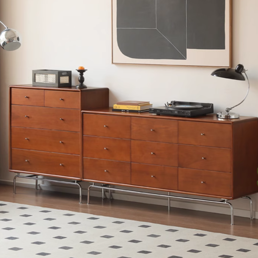 Poplar Solid Wood Retro Chest of Drawers