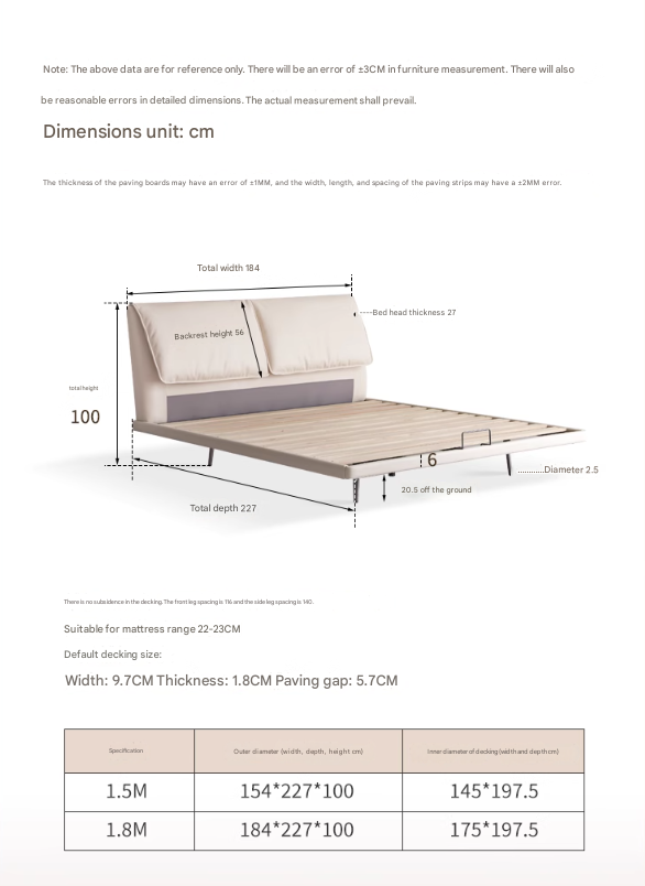 Suspension Technology Fabric Bed,Leather Bed with Light