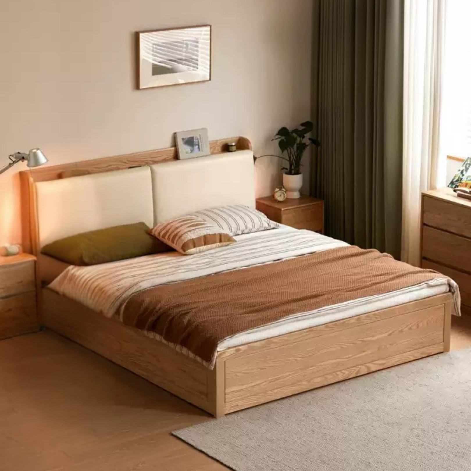 Oak Solid Wood Box Bed Storage Technology Cloth