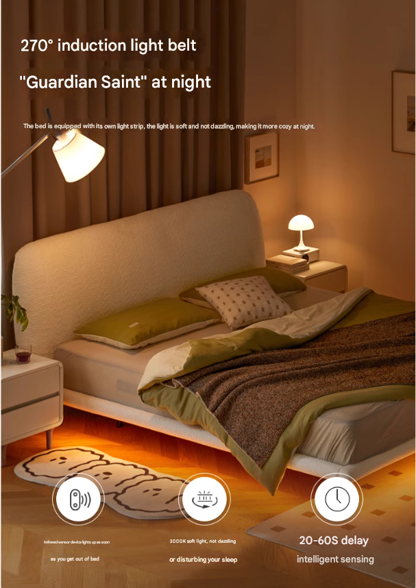Fabric Soft Luminous White Suspension Bed imitation lamb fleece