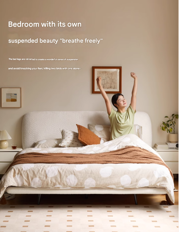 Fabric Soft Luminous White Suspension Imitation Lamb Fleece Bed