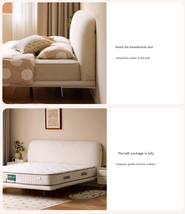 Fabric Soft Luminous White Suspension Bed imitation lamb fleece