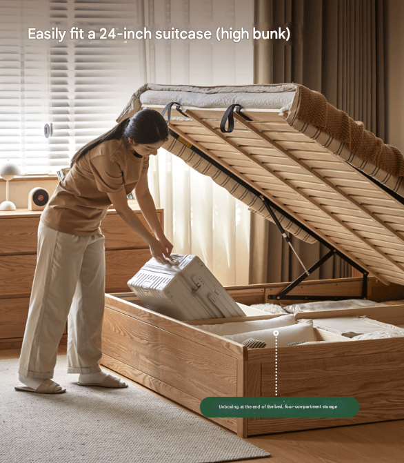 Oak Solid Wood Box Bed Storage Technology Cloth