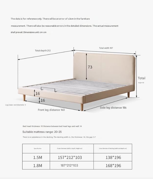 Technology Fabric Bed Cream Soft Minimalist
