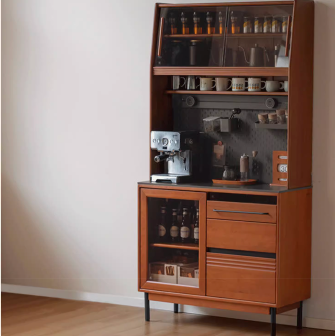 Poplar Solid Wood Antique Style Rock Board Buffet