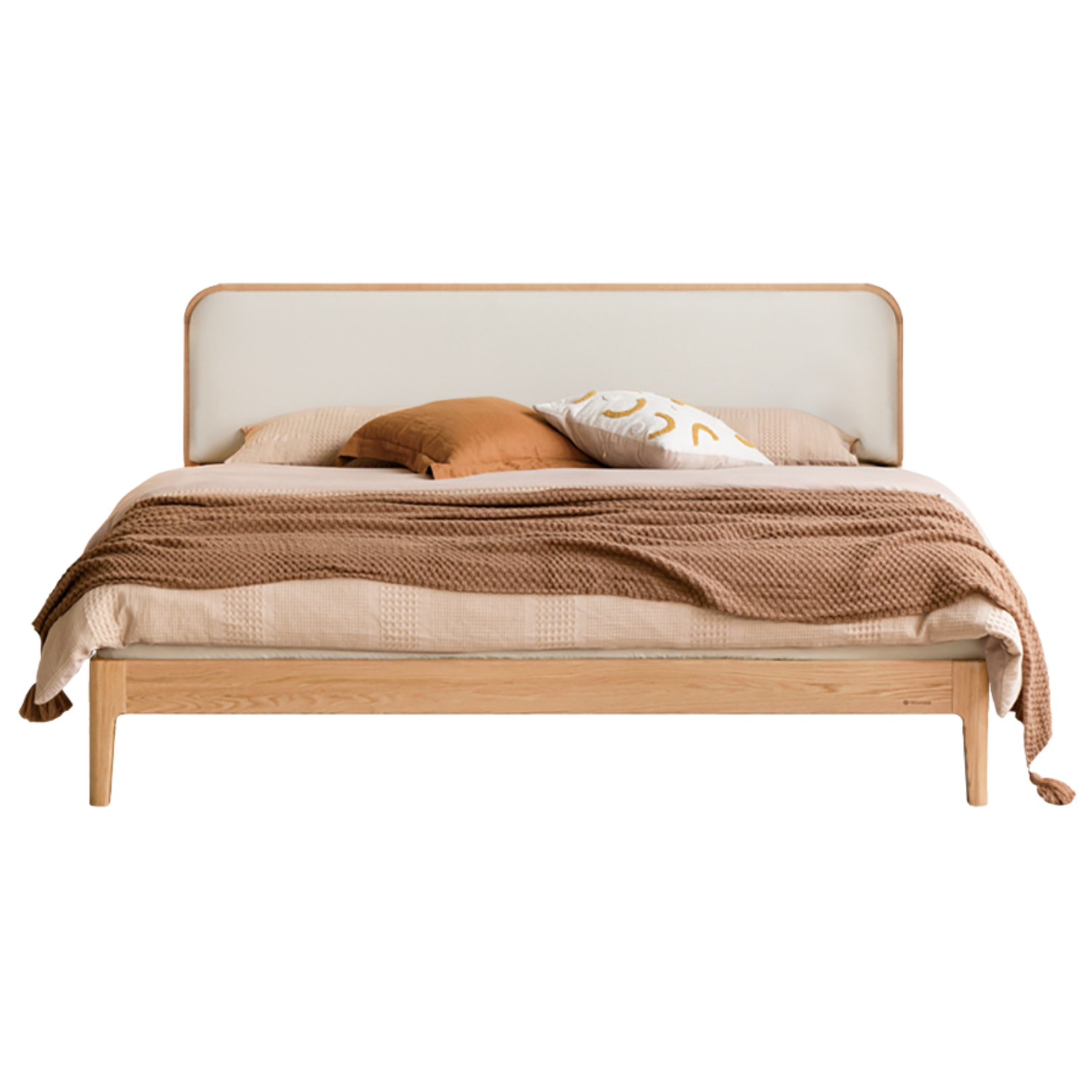 Oak Solid Wood Bed Technology Fabric,suede