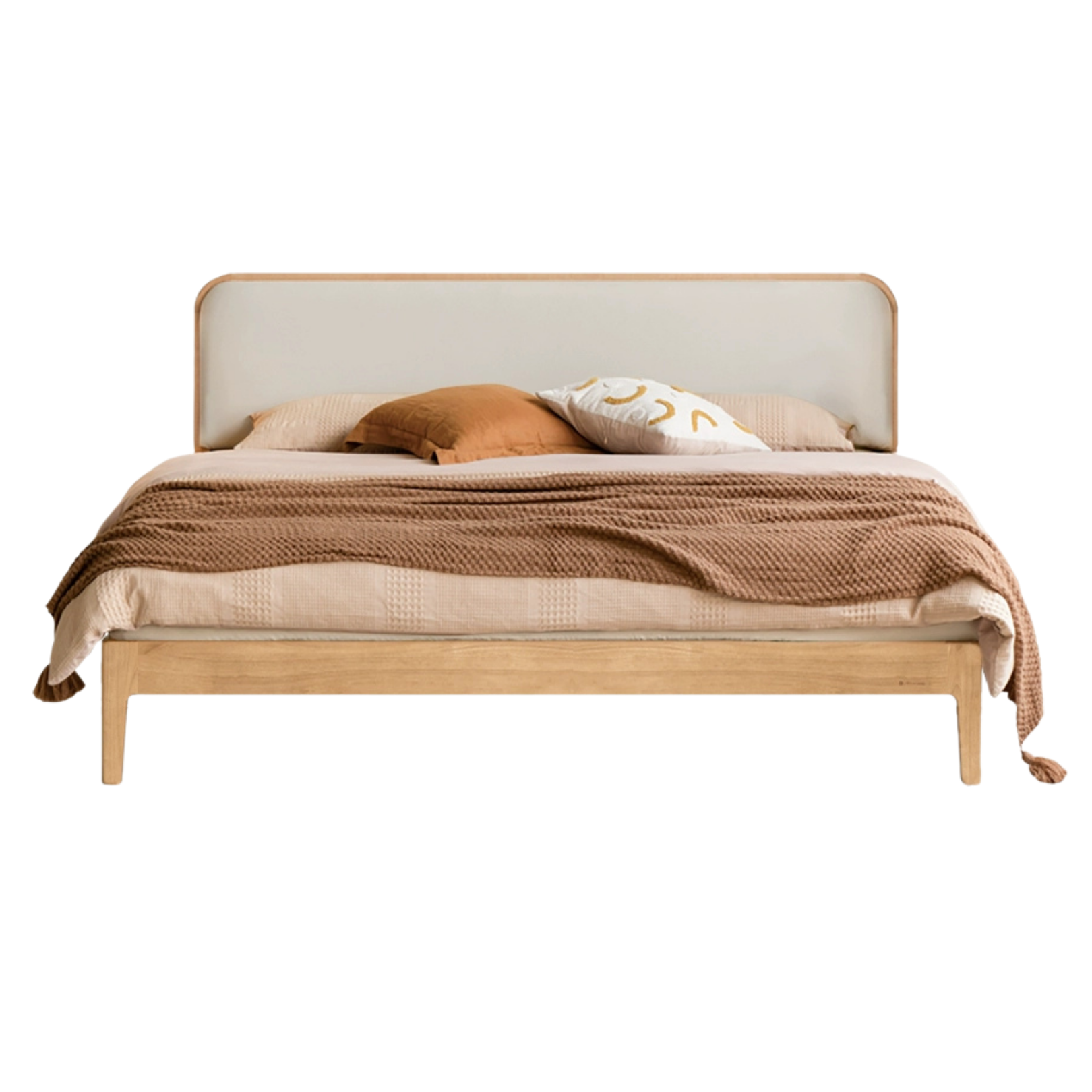 Oak Solid Wood Bed Technology Fabric,suede
