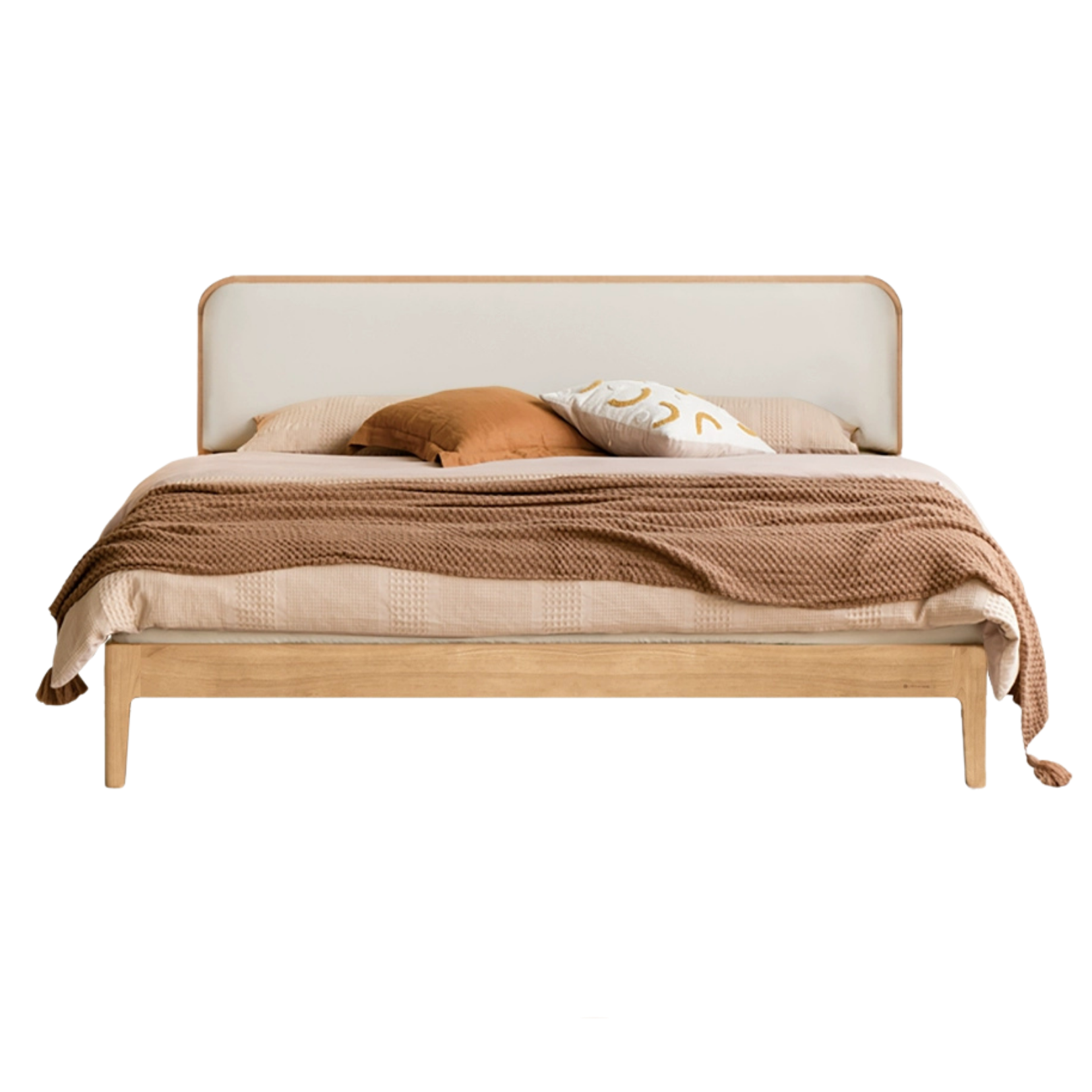 Oak Solid Wood Bed Technology Fabric,suede