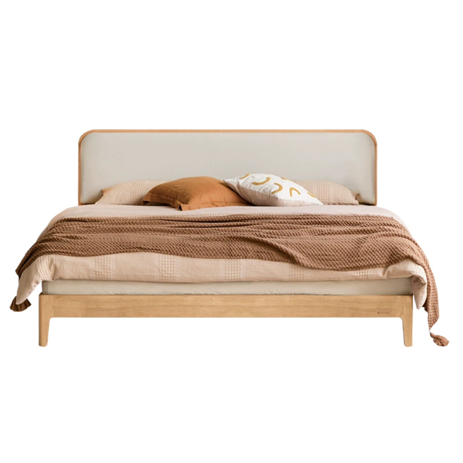 Oak Solid Wood Bed Technology Fabric,suede