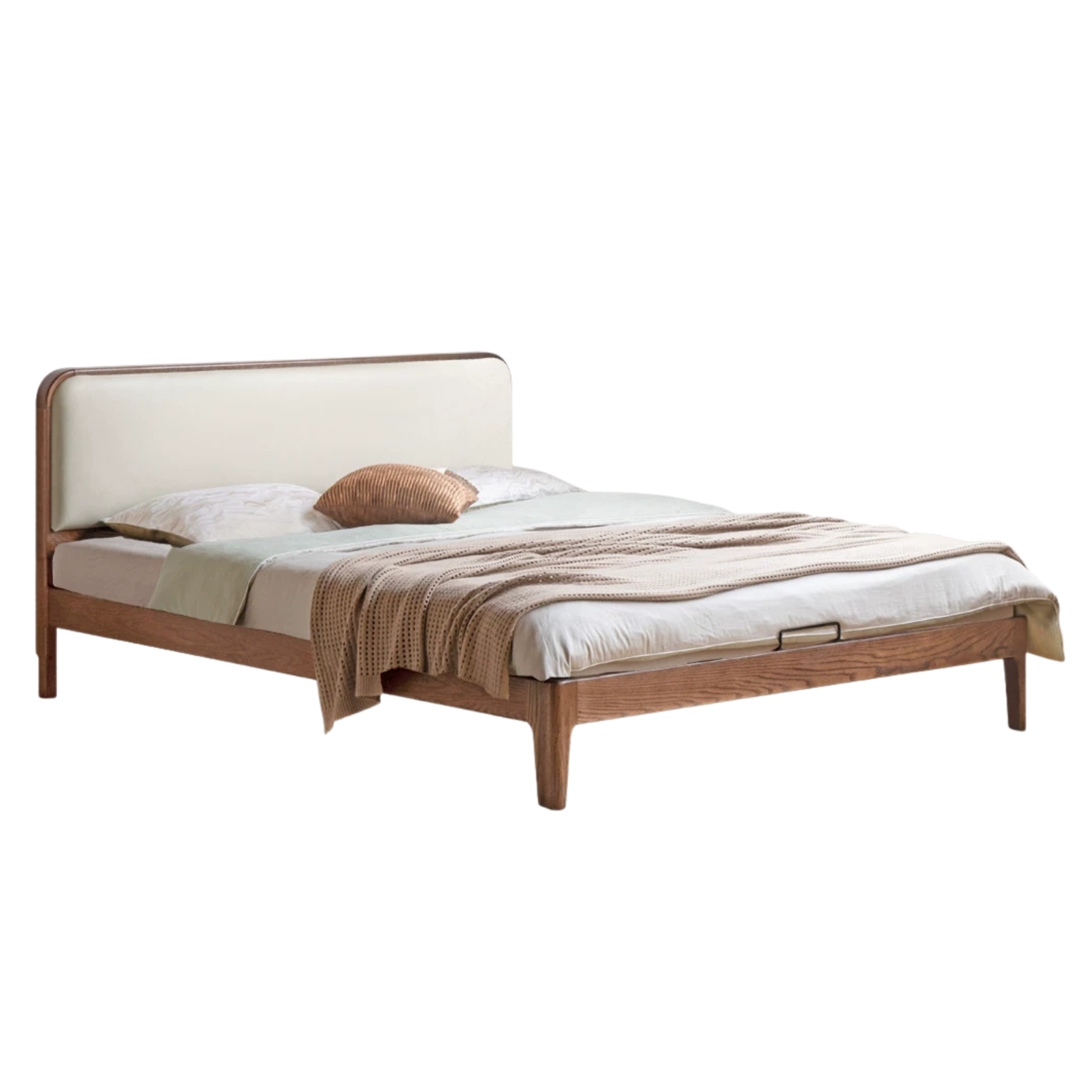 Oak,Rubber Wood Solid Wood Bed Technology Fabric