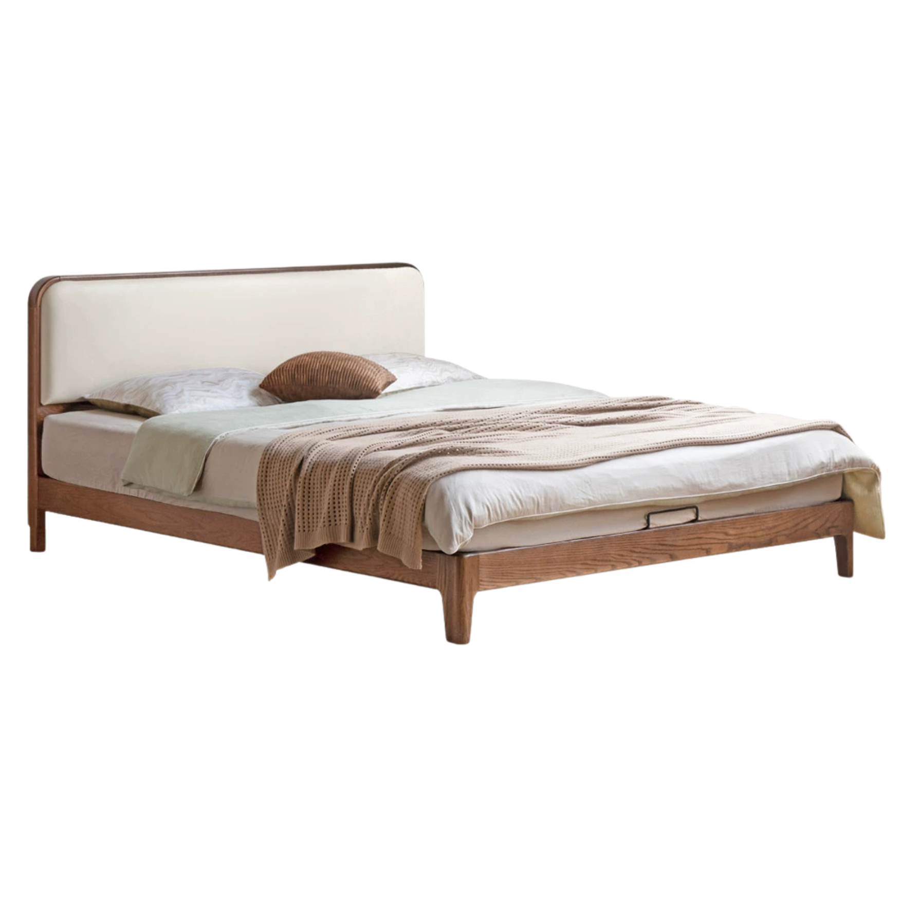 Rubber wood, Oak Solid Wood Bed Technology Fabric