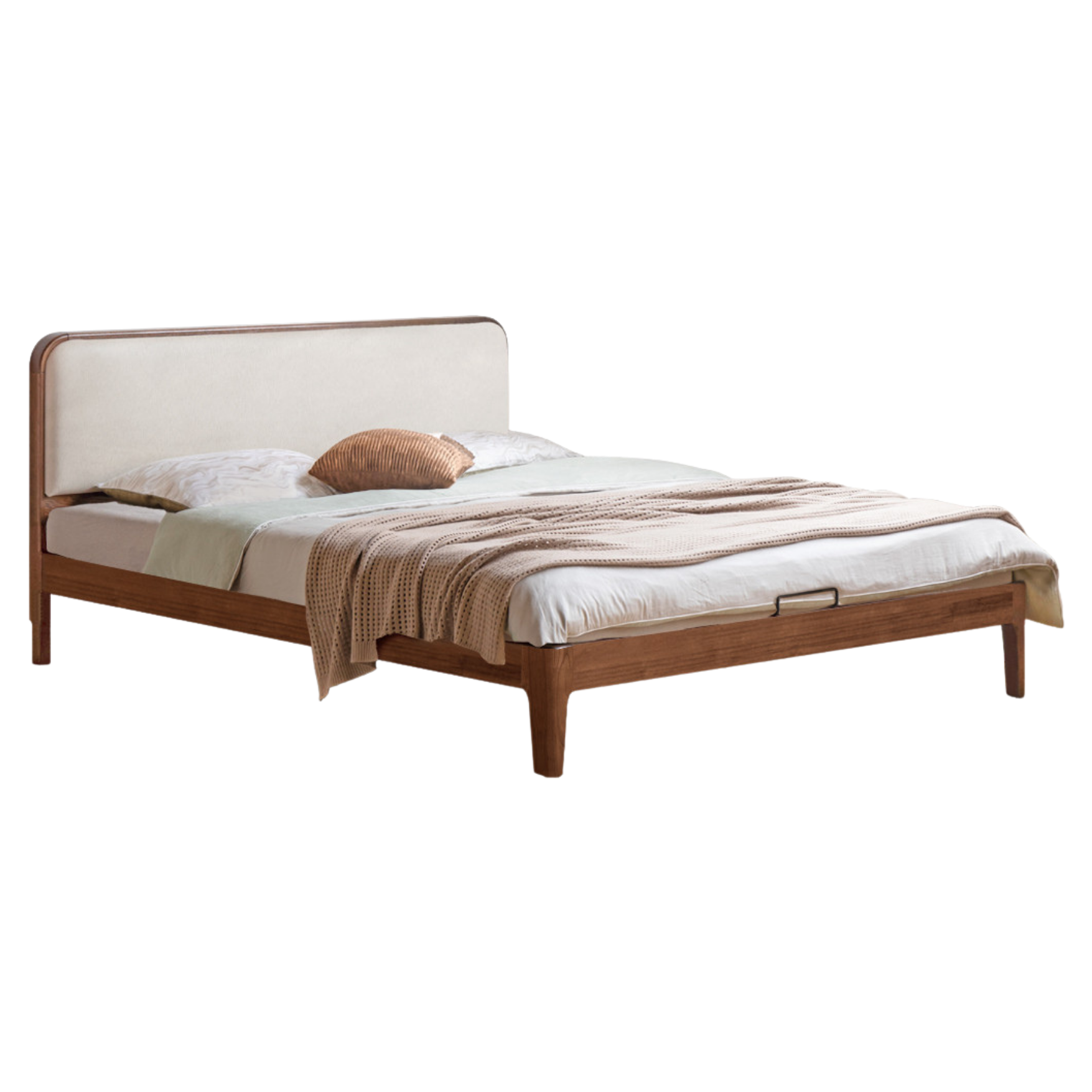 Rubber wood, Oak Solid Wood Bed Technology Fabric